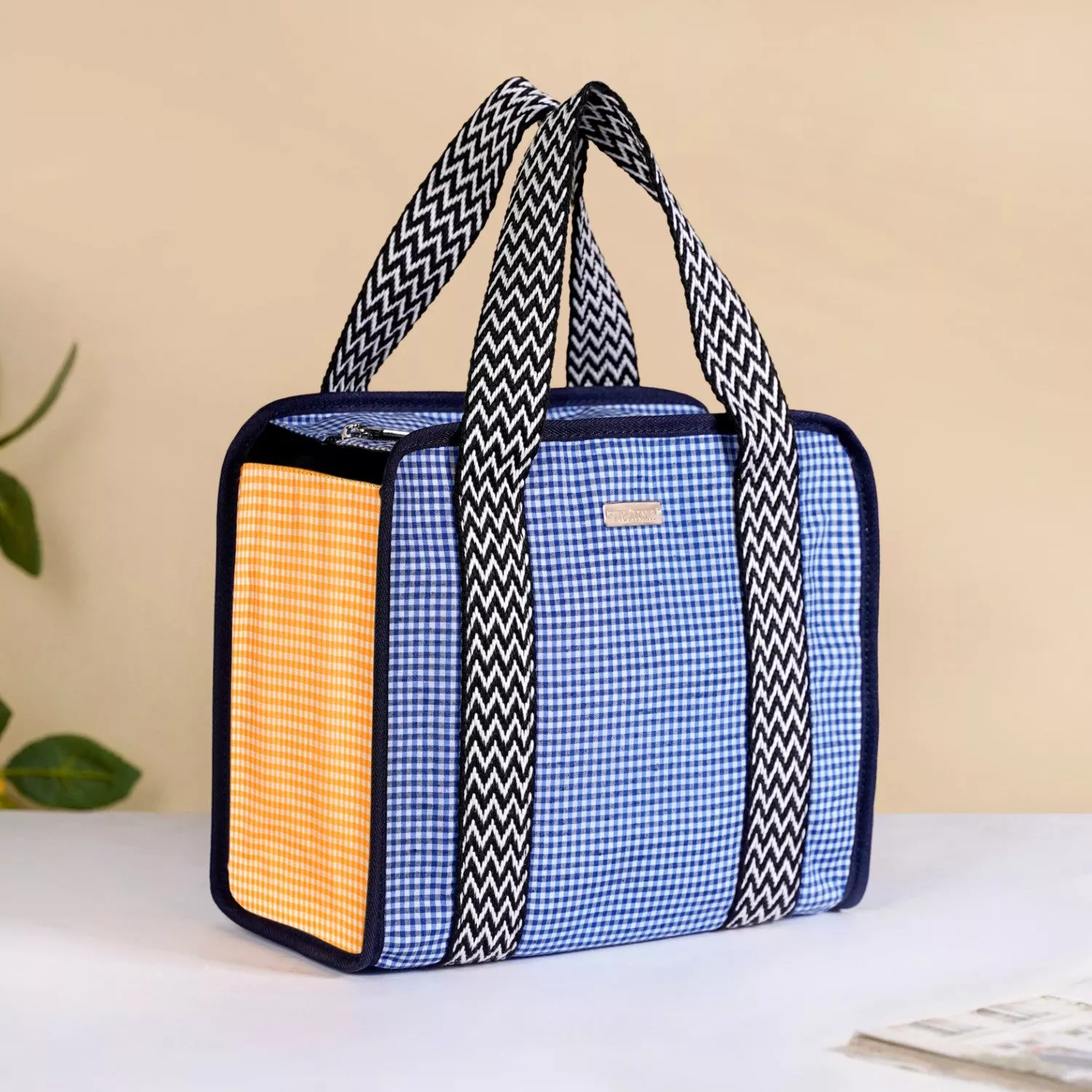 Checkered Lunch Bag Blue