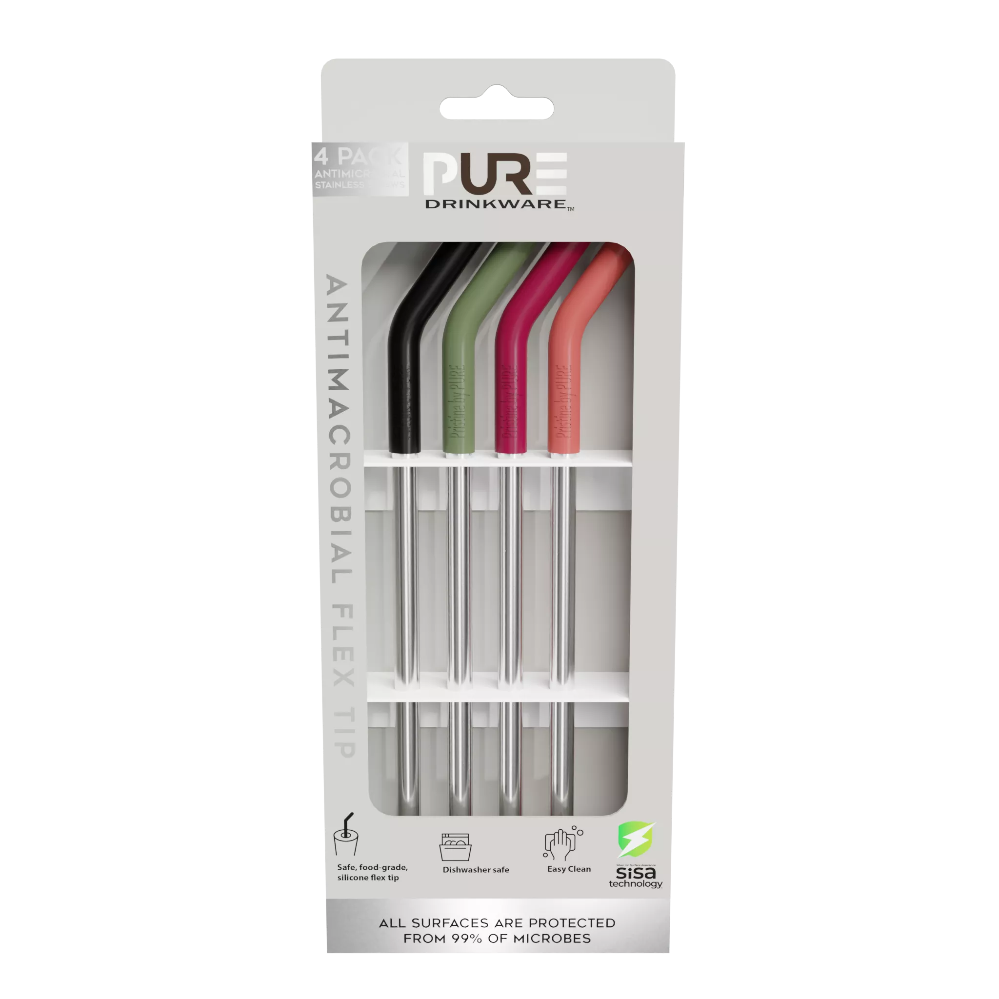 CleanSip 4Pk Antimicrobial Straws