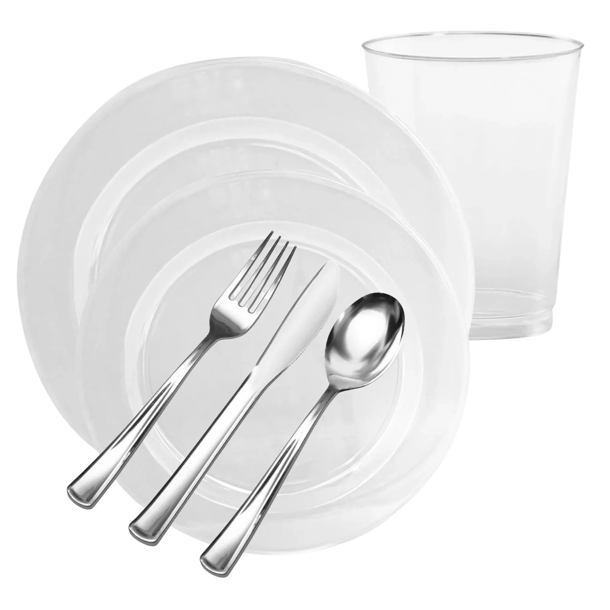 Clear Plastic Dinnerware Heavyweight Set- Value Pack-Magnificence