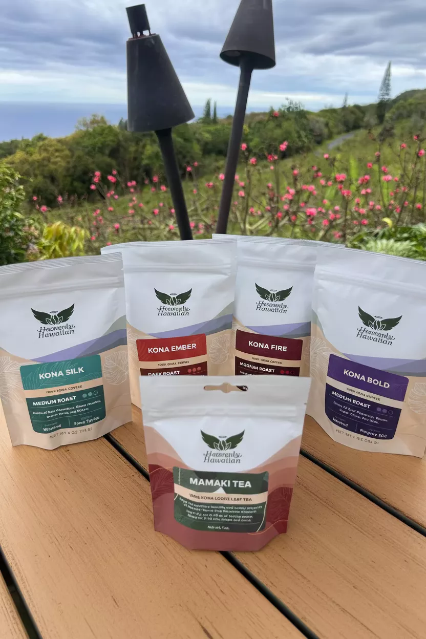 Coffee Sample Pack 4oz -SIlk,Ember,Fire,Bold & 1oz Mamaki Tea