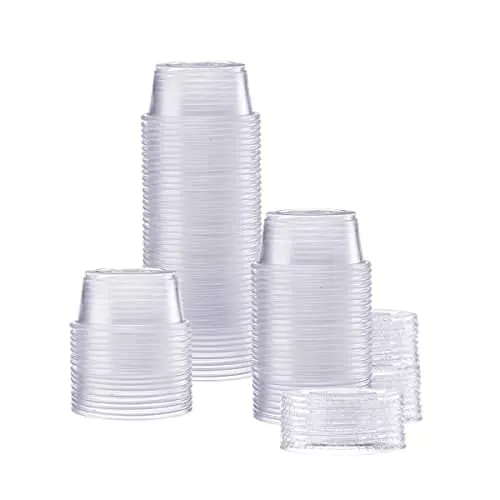 Comfy Package [100 Sets - 2 oz.] Plastic Portion Cups With Lids, Souffle Cups, Jello Shot Cups