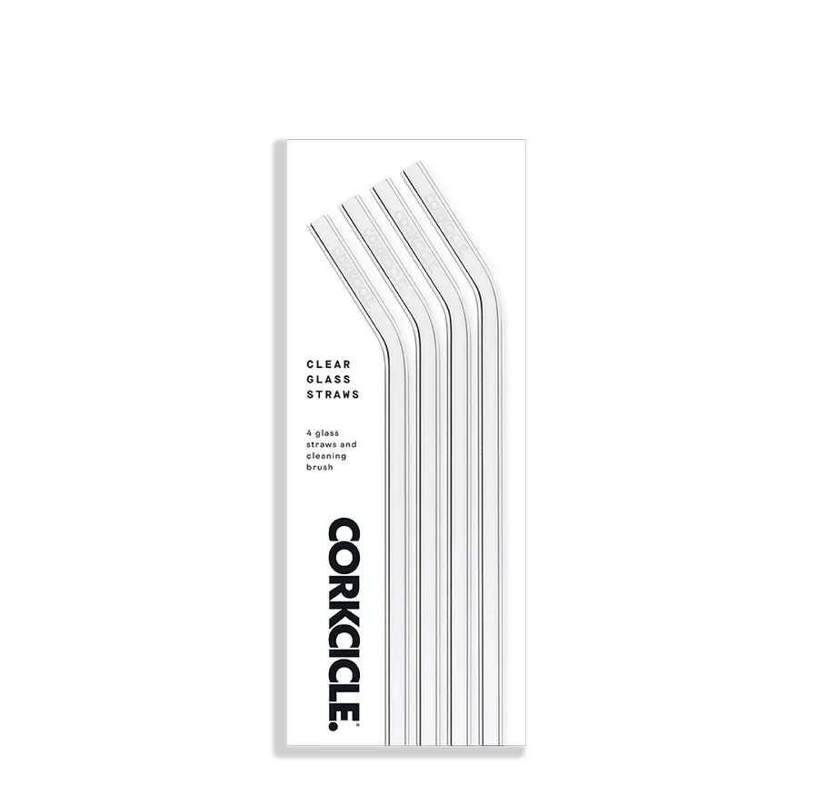 Corkcicle Glass Straw Set|Clear&Multicolor