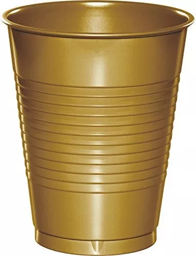 Creative Converting 16 Oz Glittering Gold Disposable Plastic Cups