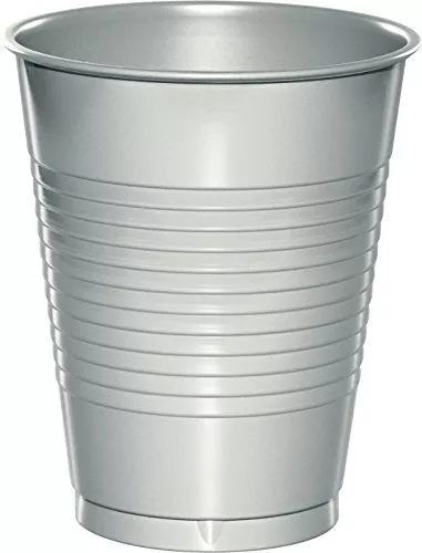 Creative Converting 16 Oz Shimmering Silver Disposable Plastic Cups