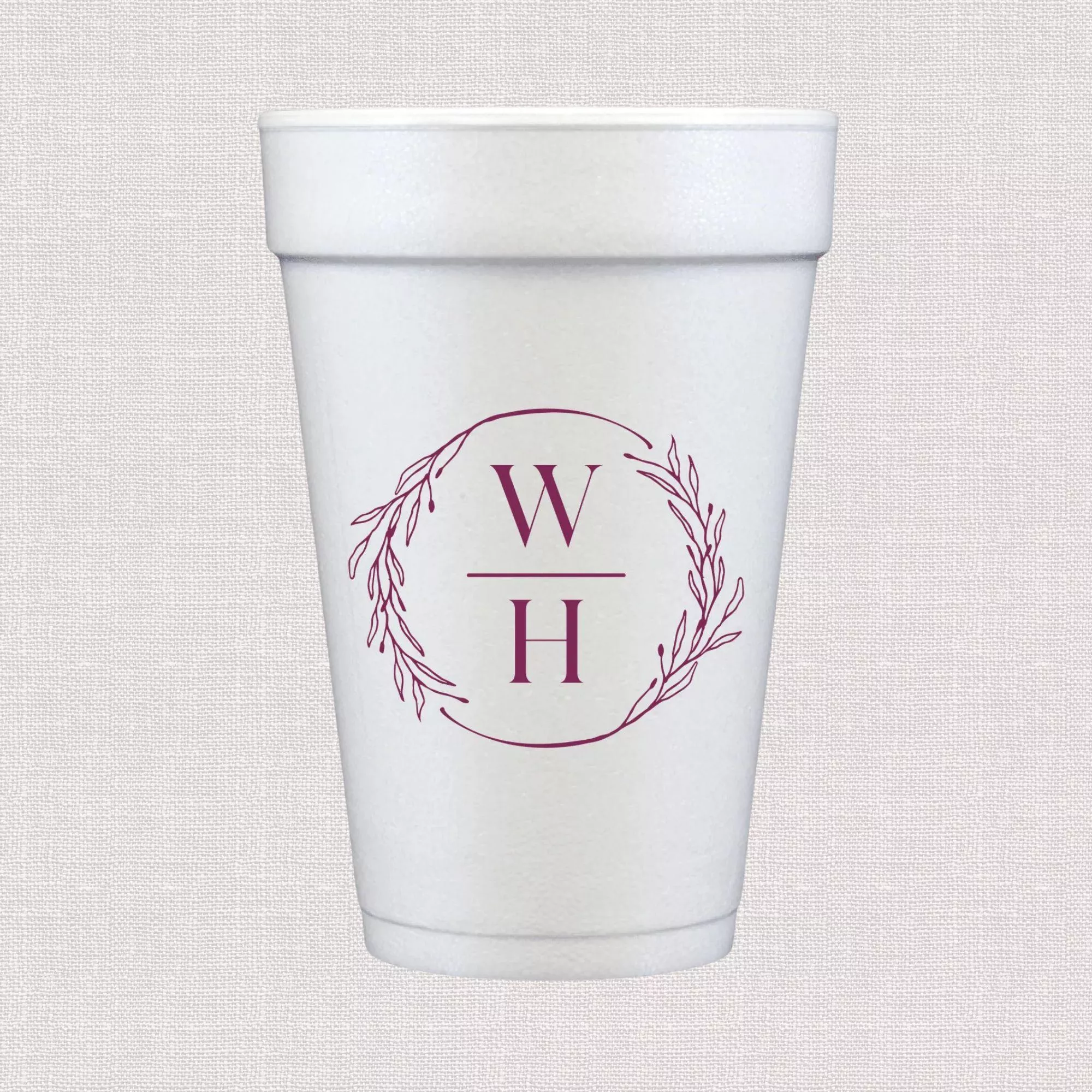 Custom Initials Personalized Foam Wedding Cups
