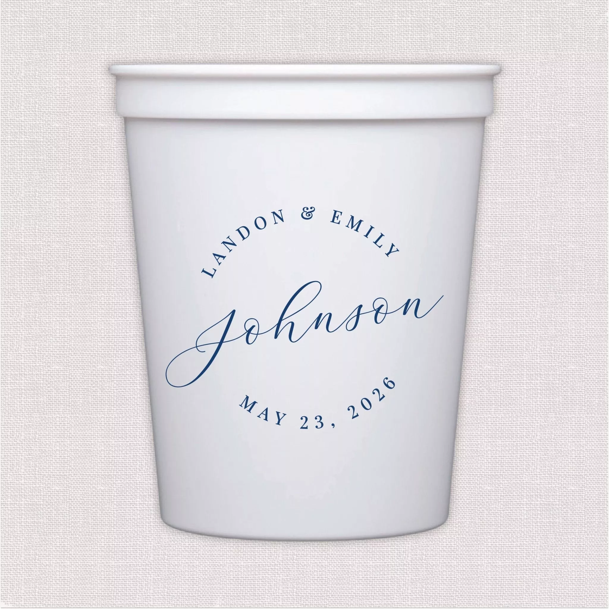 Custom Modern Script Wedding Stadium Cups
