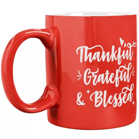 Custom Mug Gift - 11 oz Thankful, Grateful, and Blessed Coffee Mug