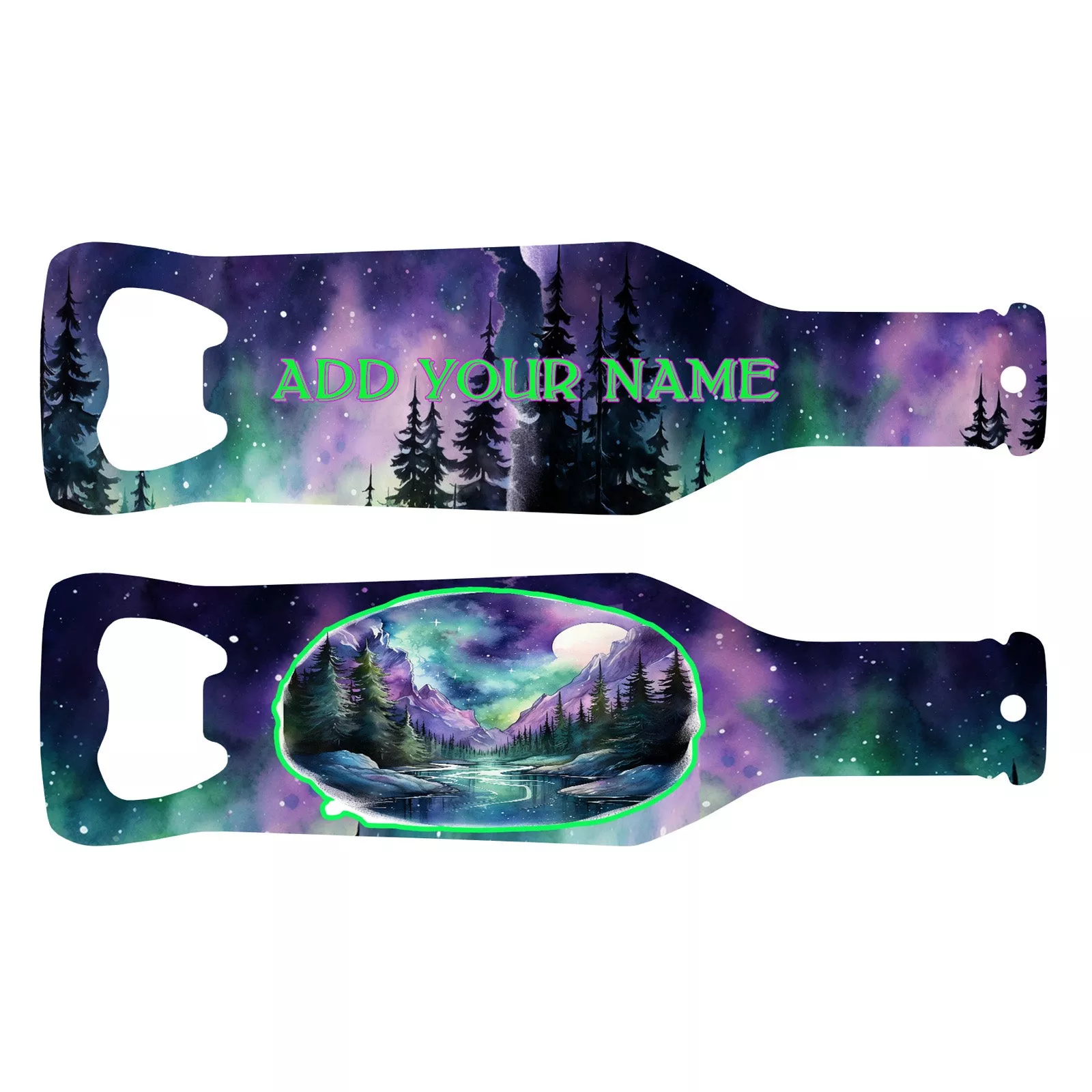 Customizable Bottle Shaped Bottle Opener - Add Your Name - Aurora