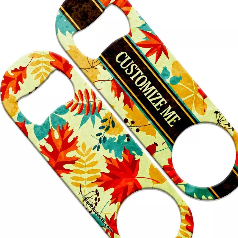 CUSTOMIZABLE Speed Bottle Opener - Medium Sized 5 inch - Autumn Leaves (V1)