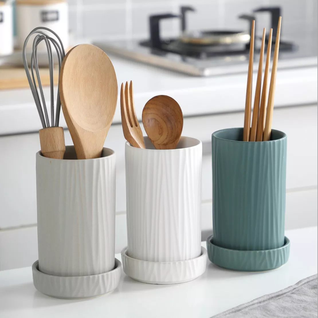 Cutlery Holder|Green&Grey&White