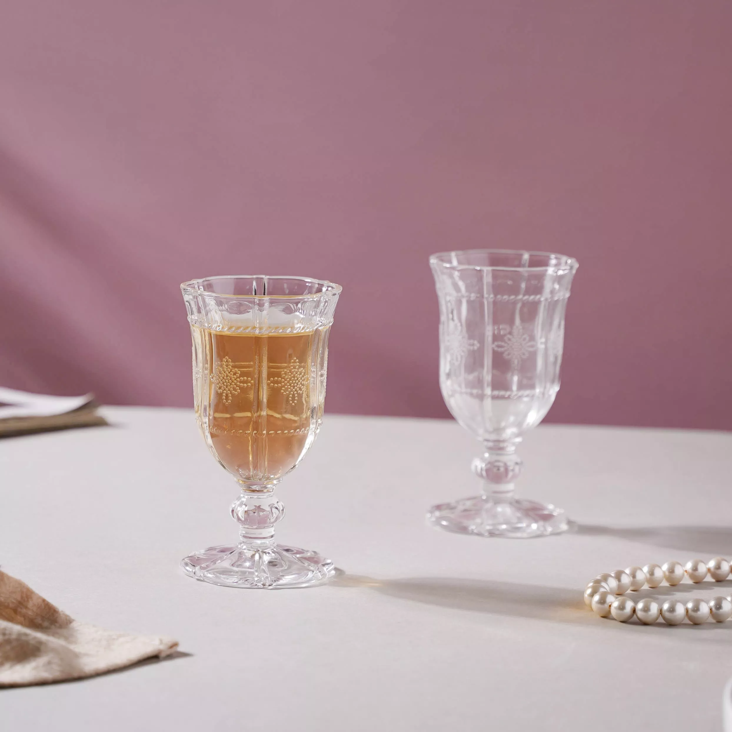 Dainty Stemmed Dessert Wine Glass Set of 2