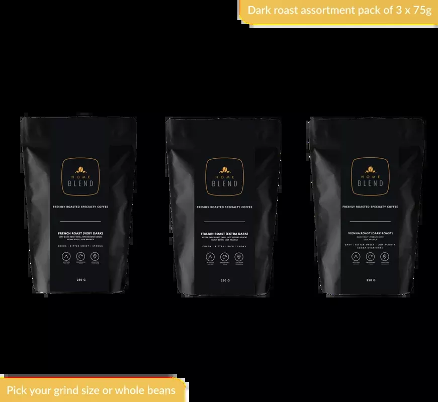 Dark Roast Coffee Sampler Pack – Pack of 3 x 75g