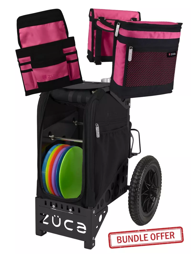 Disc Golf Cart Covert/Black Pink Bundle