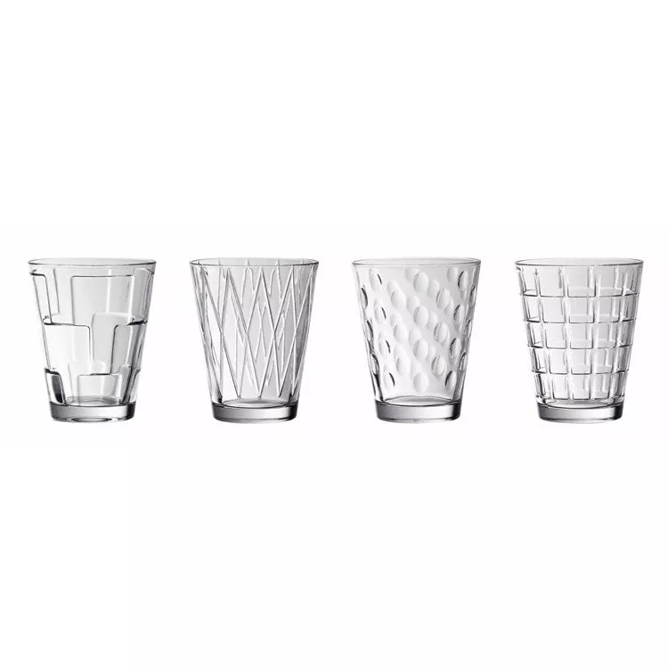 Dressed Up Clear Crystal Tumblers Assorted Set of 4