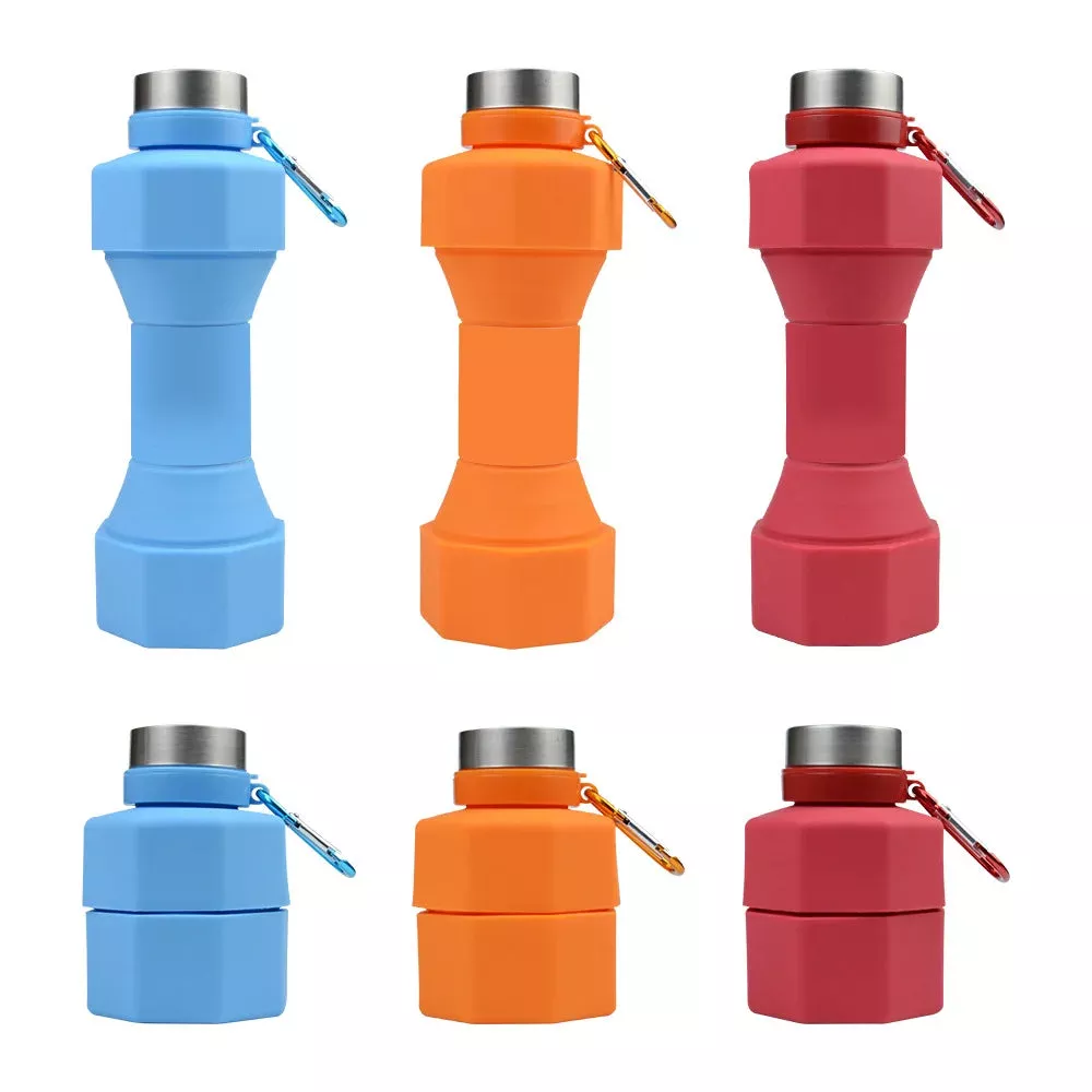 Dumbbell folding Customizable Silicone Water Bottle