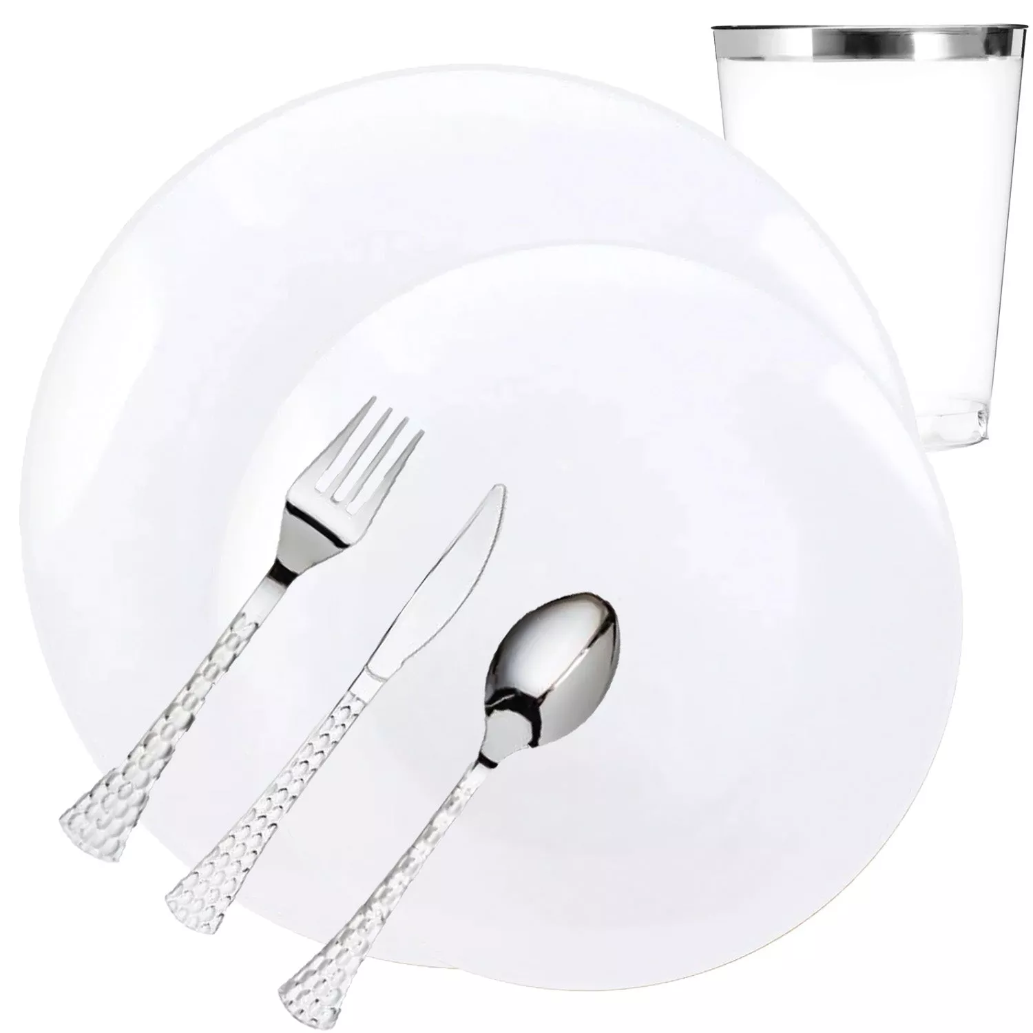 Elegant Organic Plastic Plates - White Dinnerware Set (Wholesale)