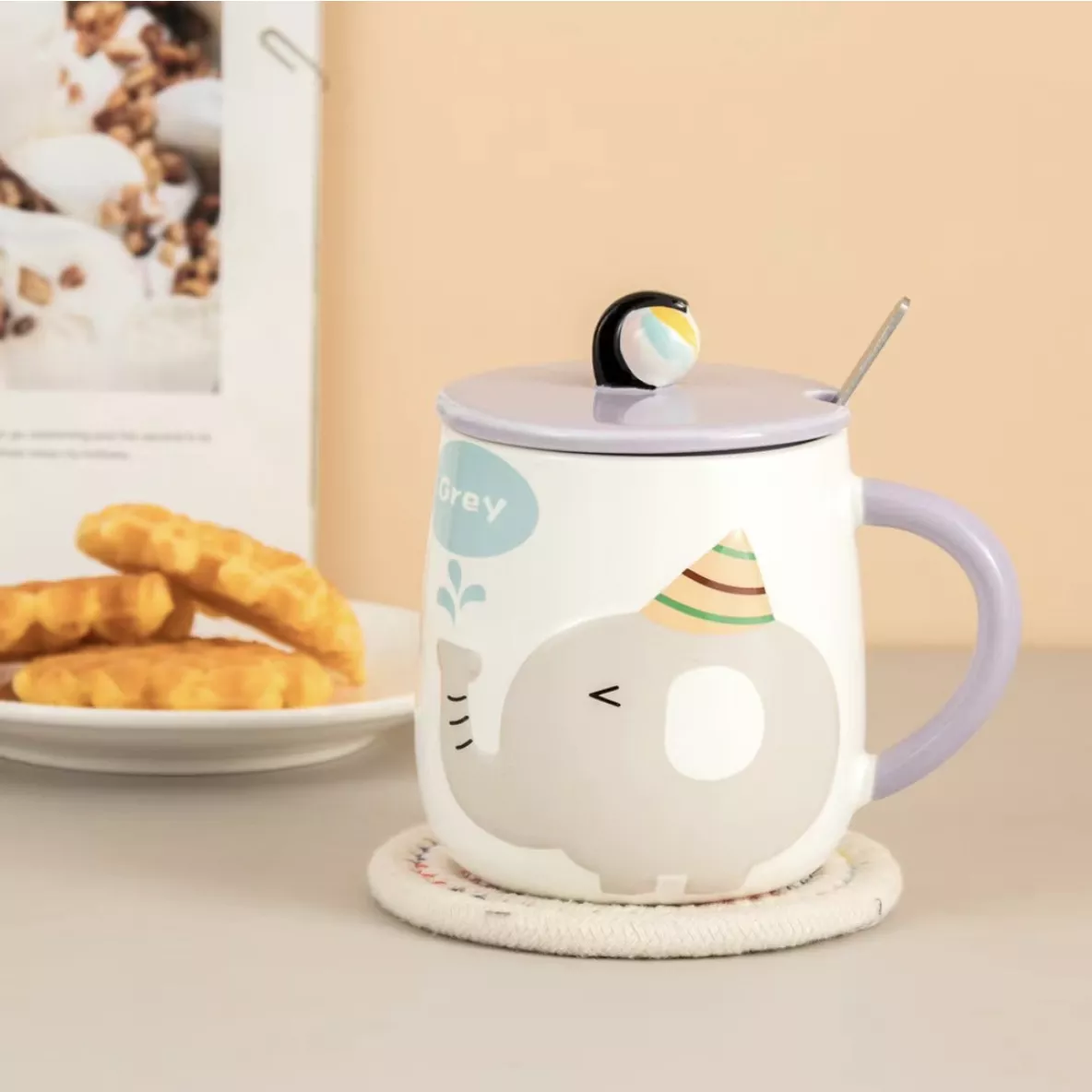 Elephant Cup|Grey&Blue&Green&Pink