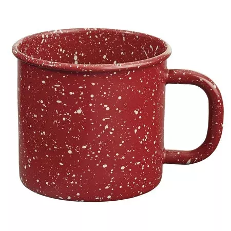 ENAMELWARE MUG SPECKLED RED/WHT