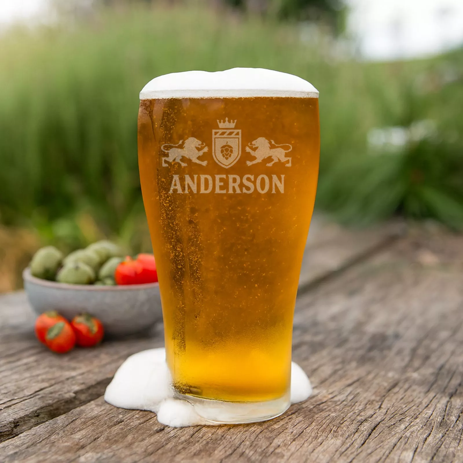 Engraved 425ml Schooner Beer Glass