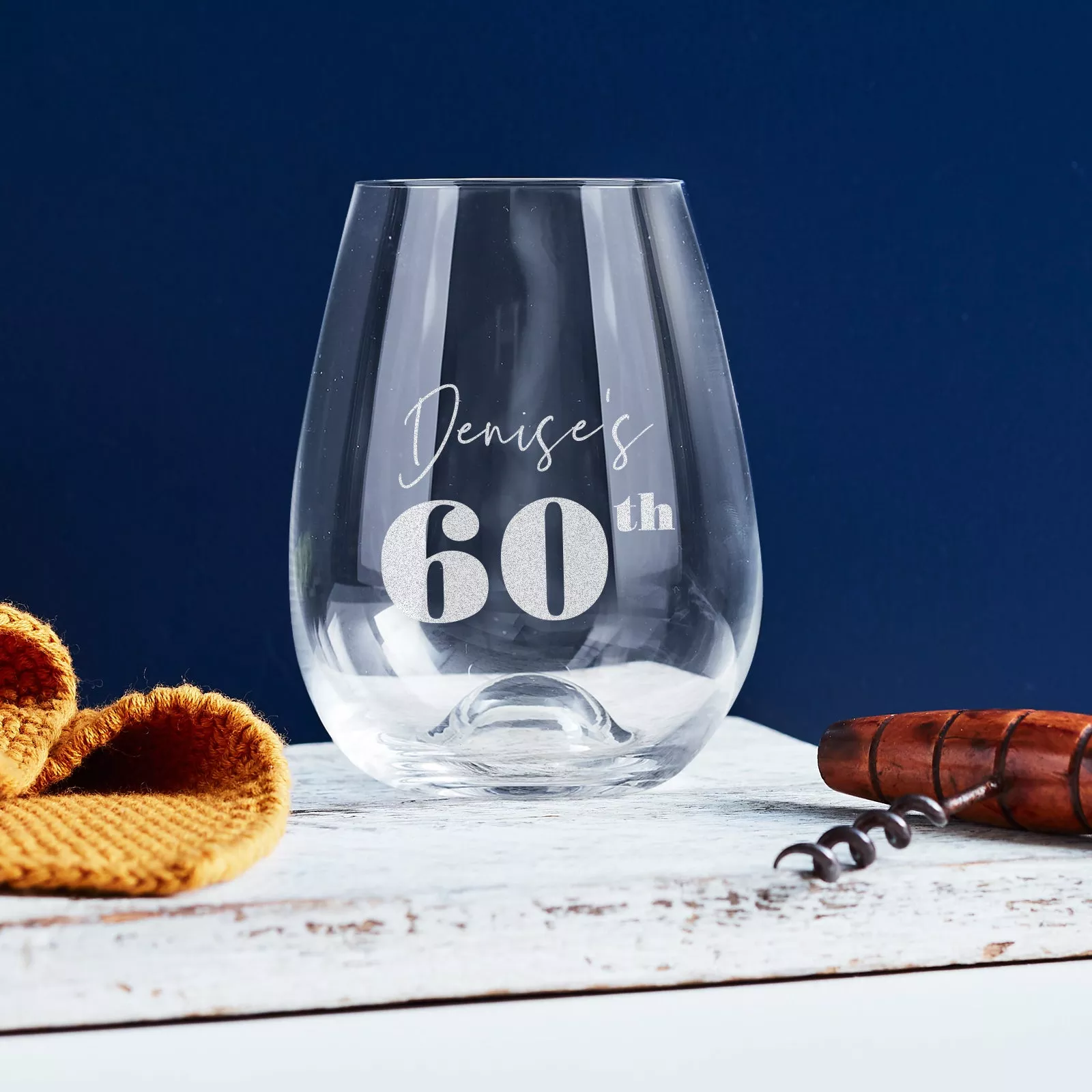 Engraved 460ml Stemless Wine Glass 60th Birthday Gift