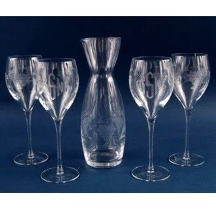 Engraved 5 Piece Crystal White Wine Set - Item 381-5