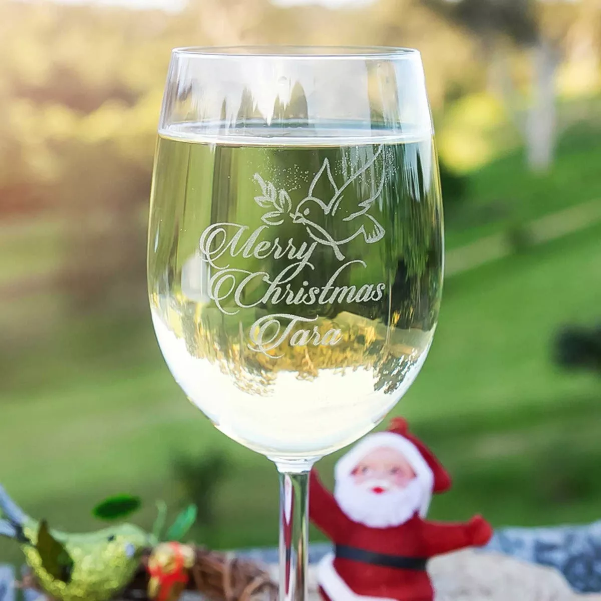 Engraved Christmas 360ml Wine Glasses