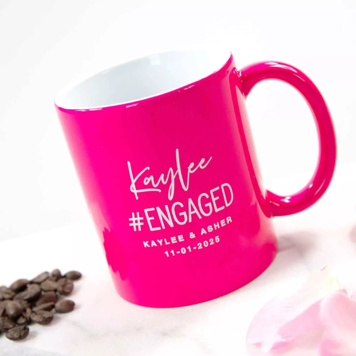 Engraved Engagement Announcement Coffee Mug