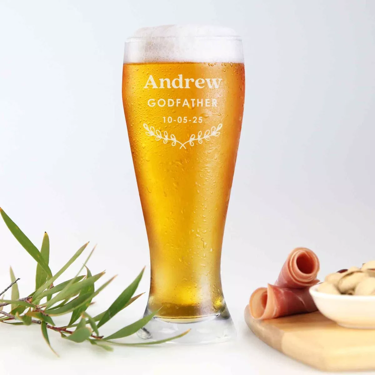 Engraved Godparents Christening and Baptism 425ml Beer Glass