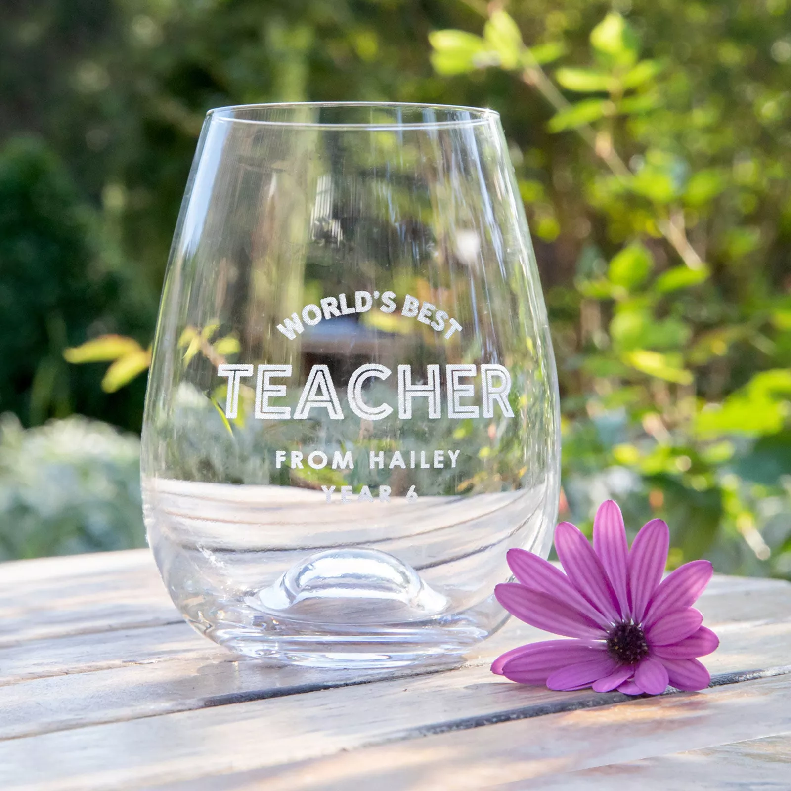 Engraved Teacher 460ml Stemless Wine Glass