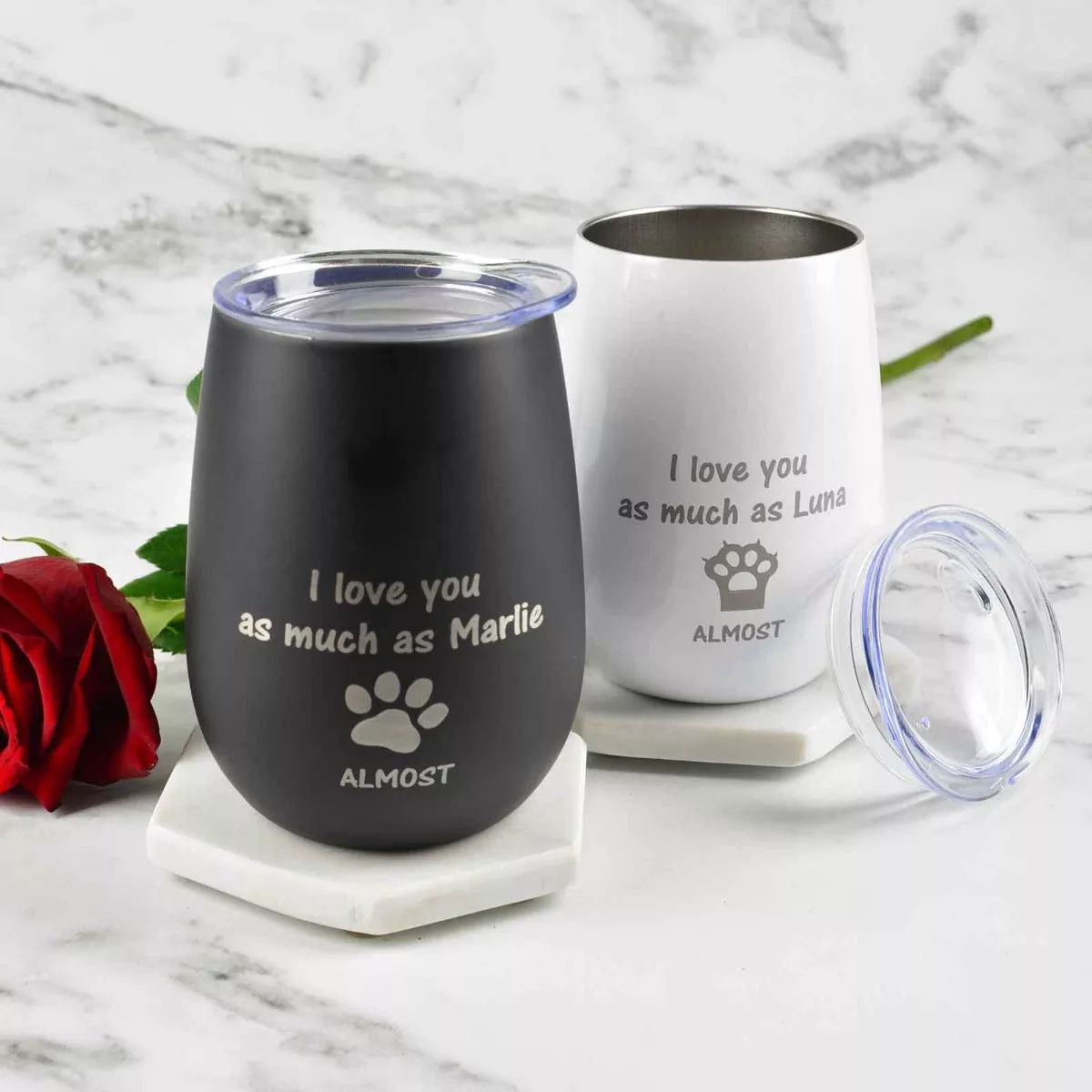 Engraved Valentine's Day Wine Sipper with Lid