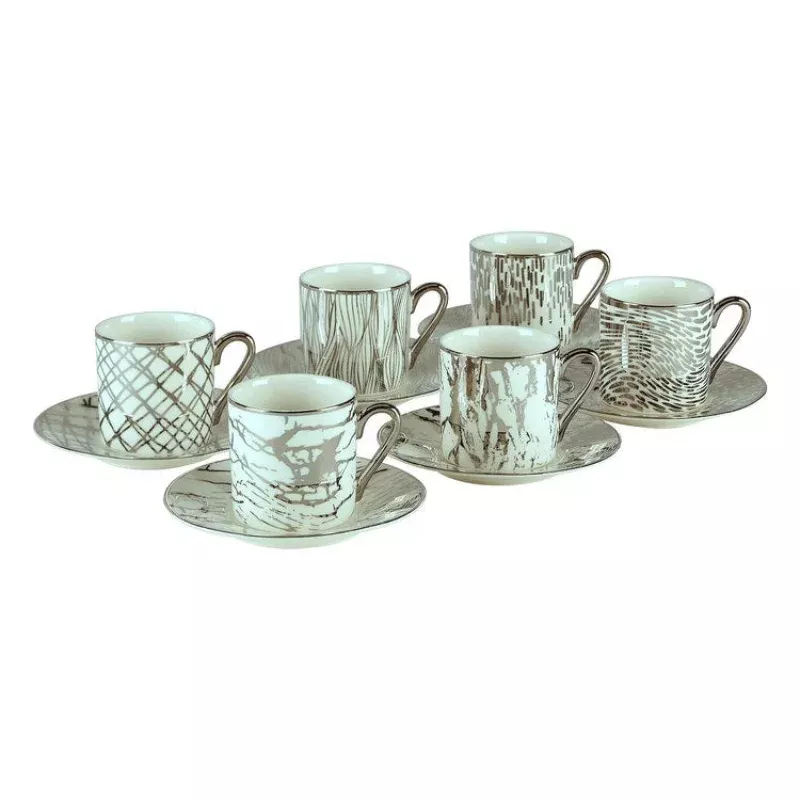 Espresso Cup Set Matrix Silver Porcelain