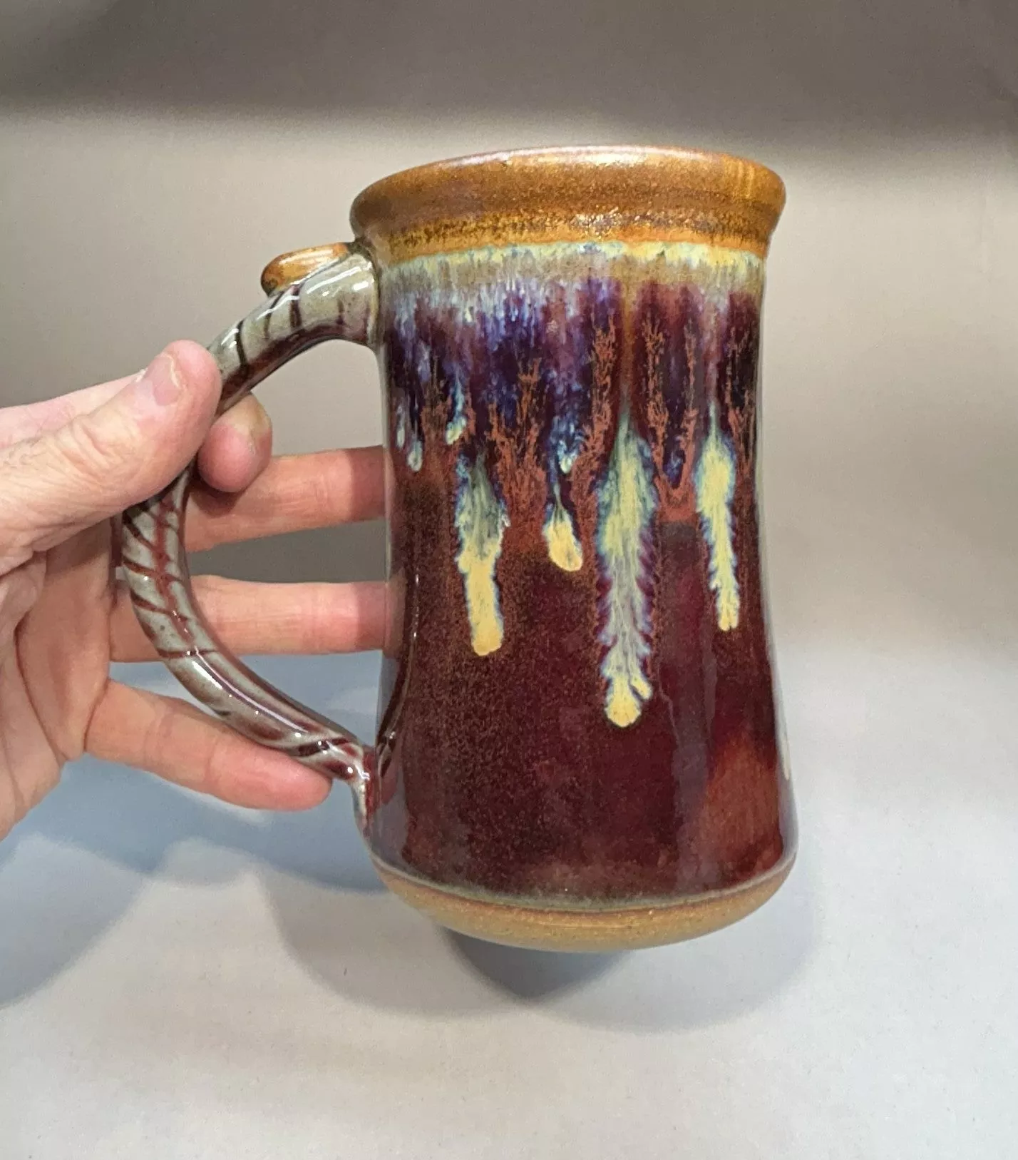 Extra Large Handmade Pottery Mug Copper Red Glaze