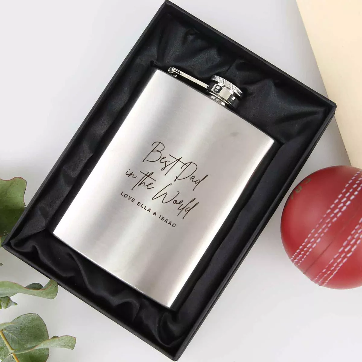 Father's Day Silver Engraved Hip Flask