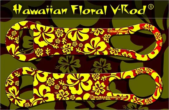 Floral Hawaiian Pattern - Red / Yellow V-Rod Opener