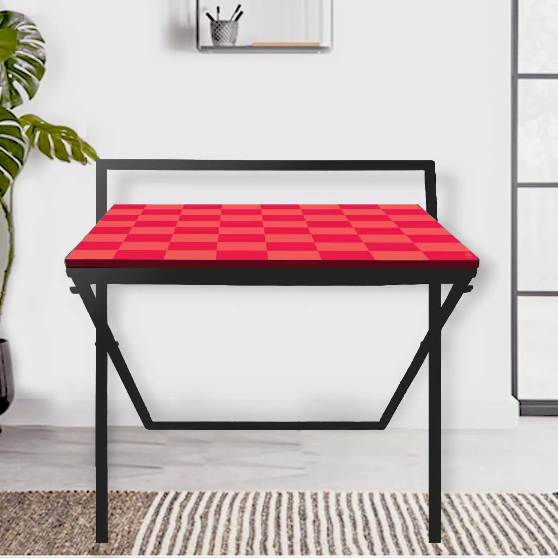 Foldable Small Computer Table for Work Desk - Pink Chess