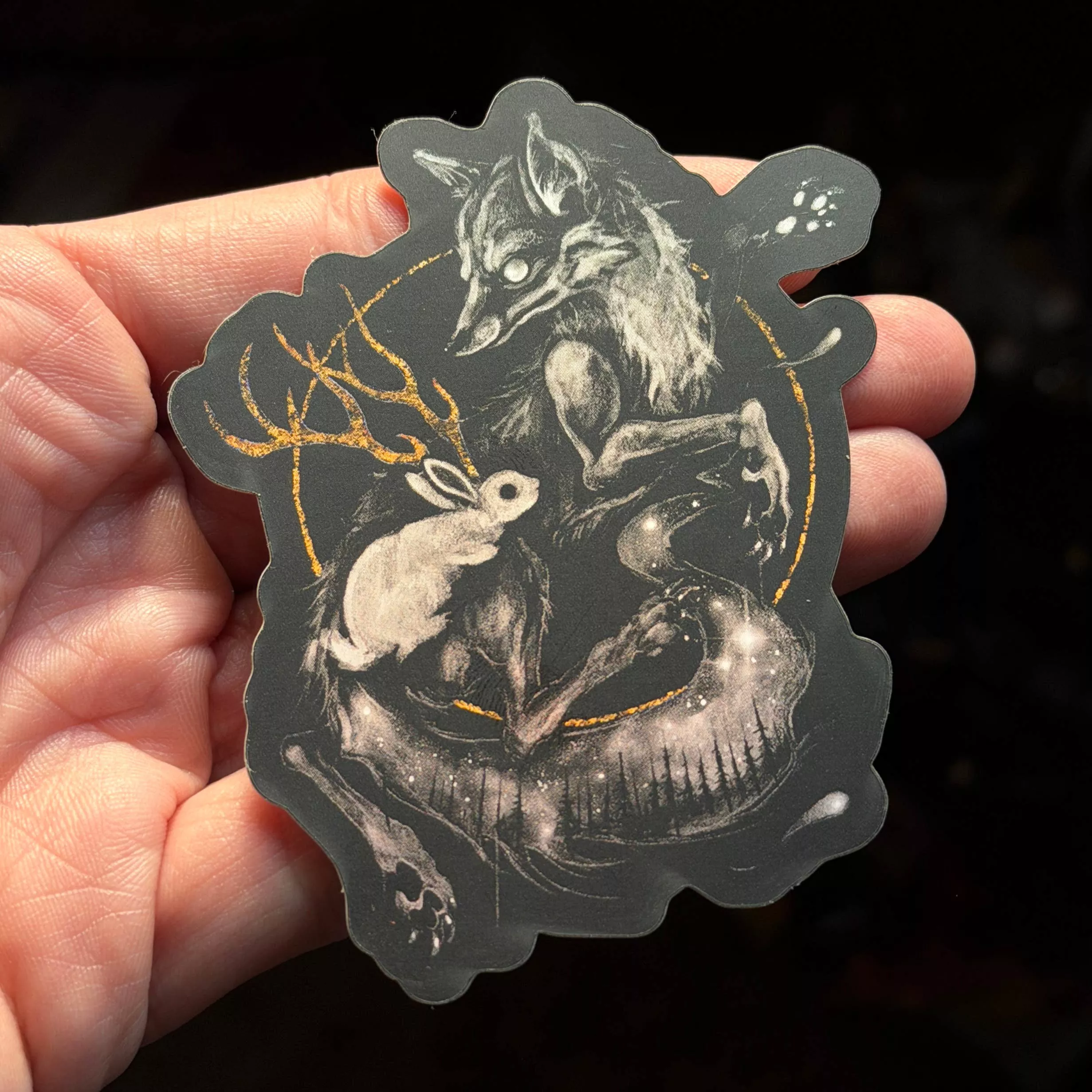 Fox and Jackalope Sticker