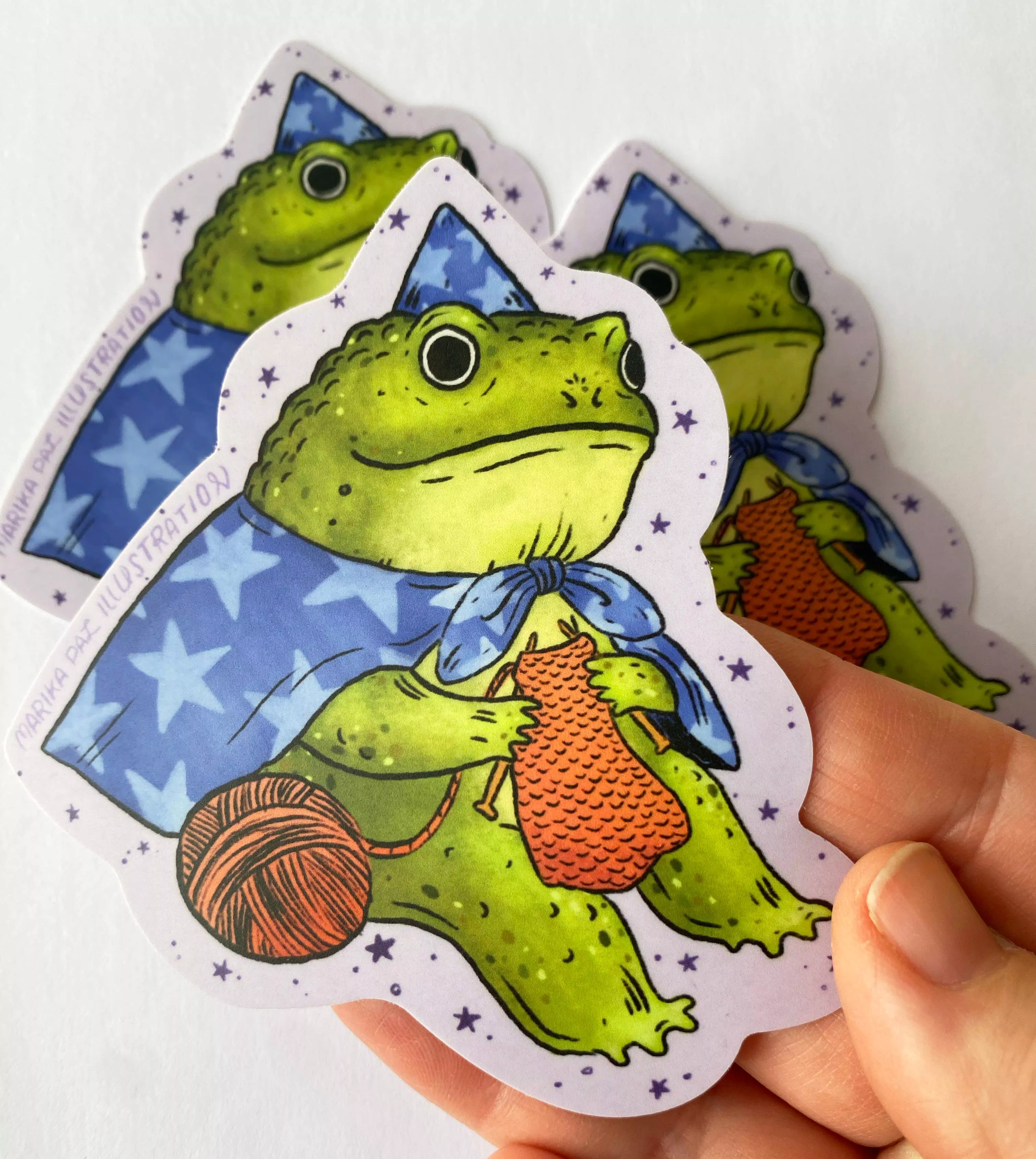 Frog Wizard Knitting Sticker