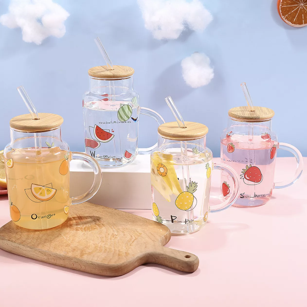 Fruity Sipper Cup|Orange&Strawberry&Pineapple&Watermelon