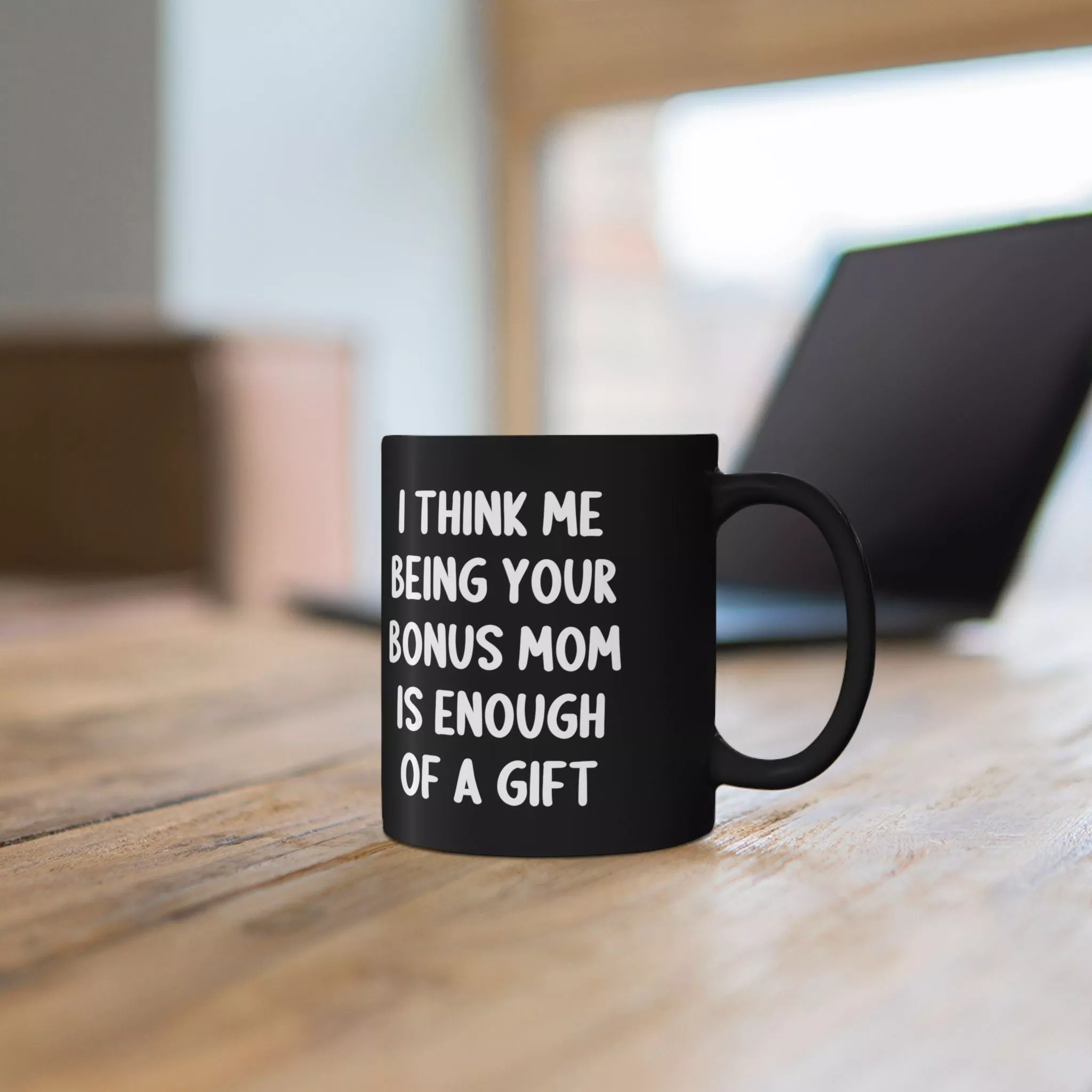 Funny Bonus Mom Black Coffee Mug