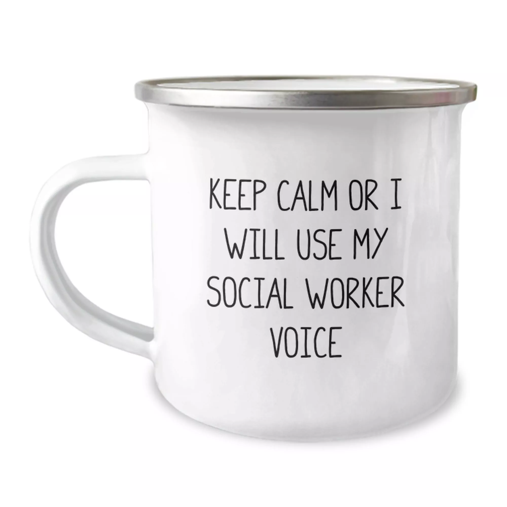 Funny Keep Calm Social Worker Voice Camping Mug