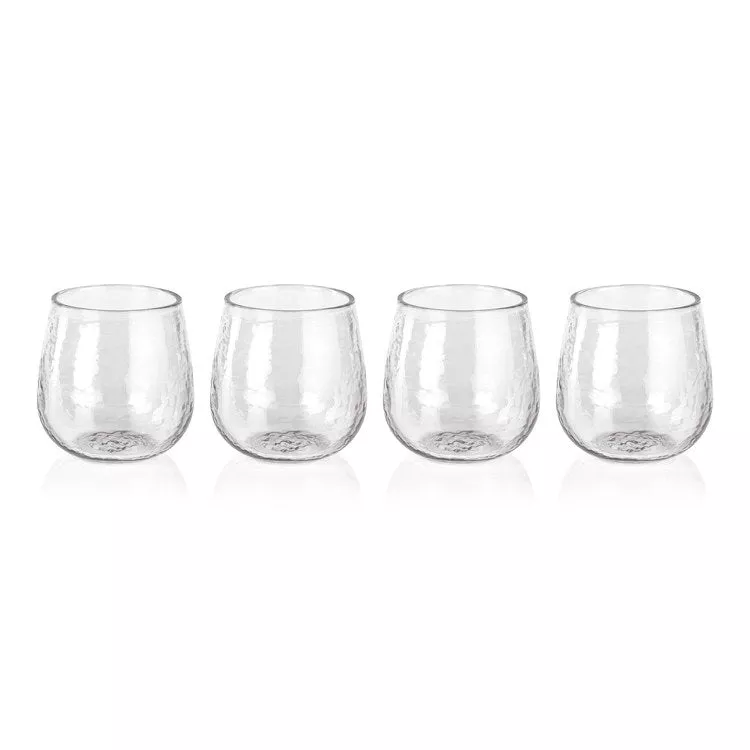 Garan Hammered Stemless All-Purpose Glasses Set of 4