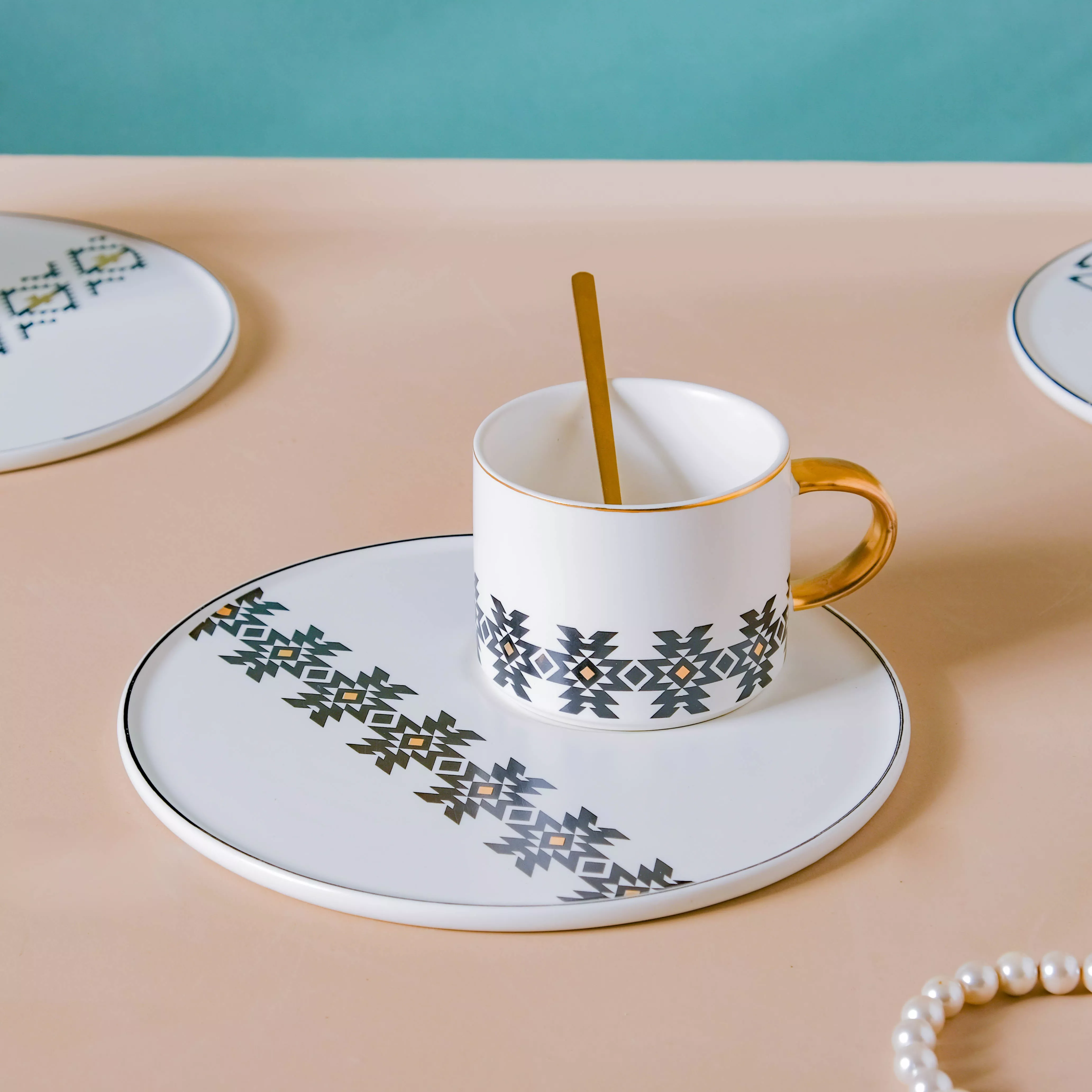 Geometric Cup And Plate Set|Triangle&Square&Diamond&Abstract