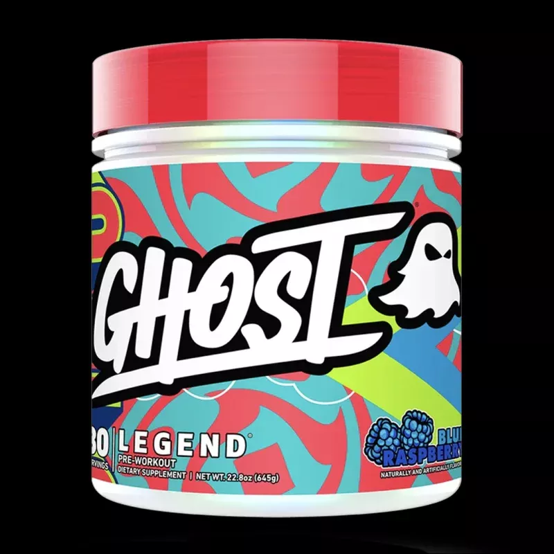 Ghost - Legend v4 Pre-Workout|30 Servings|Blue Raspberry&Sour Strips: Rainbow&Warheads Sour Watermelon&Welch's Grape