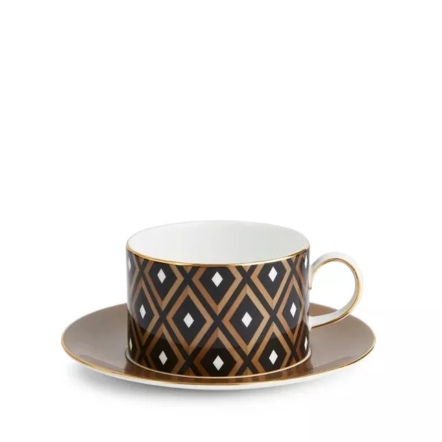 Gio Gold Geometric Teacup and Saucer