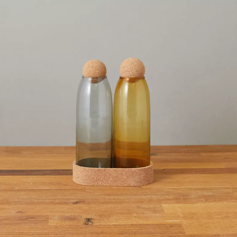 Glass & Cork Cruet, Set of 2