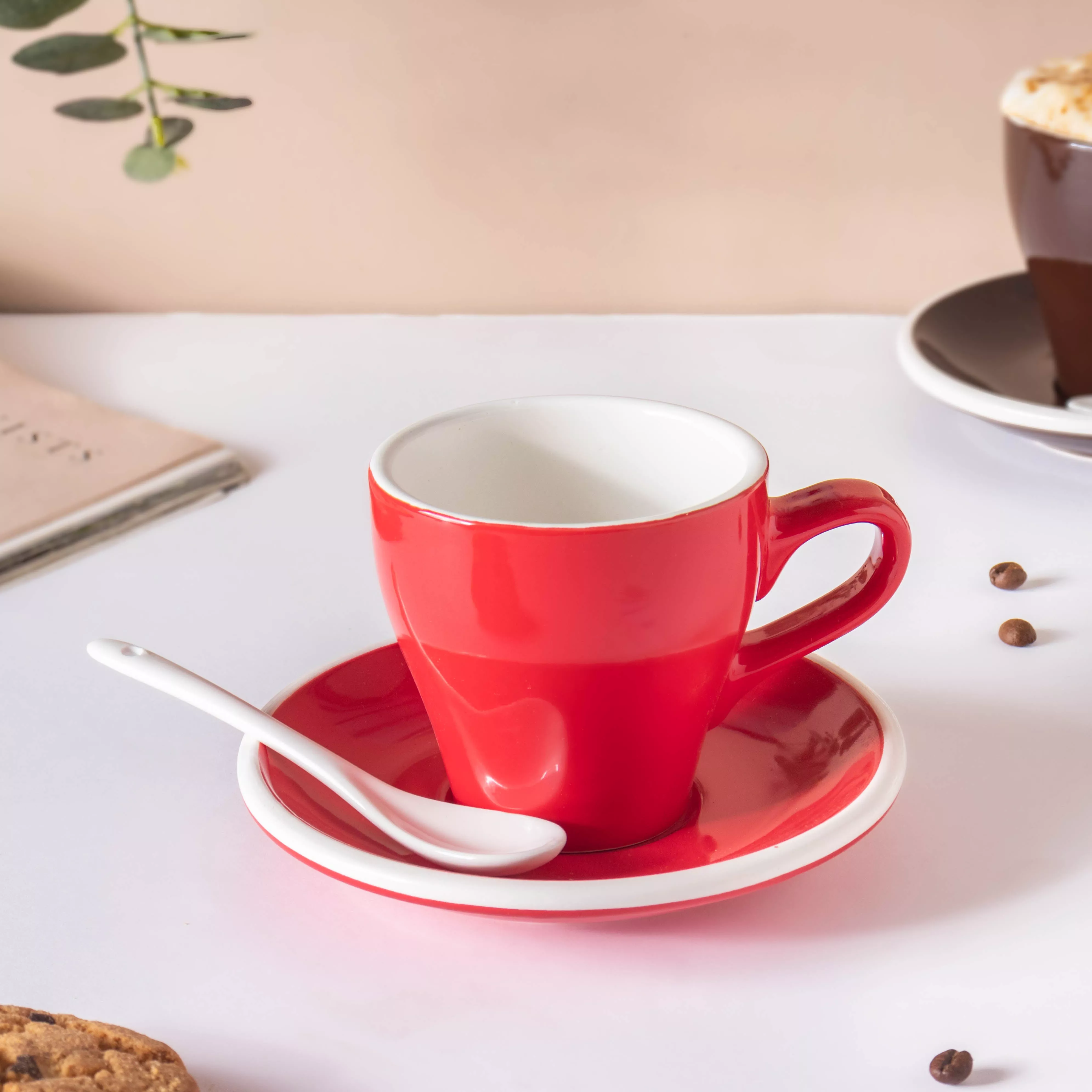 Glazed Ceramic Red Cup Set 150 ml