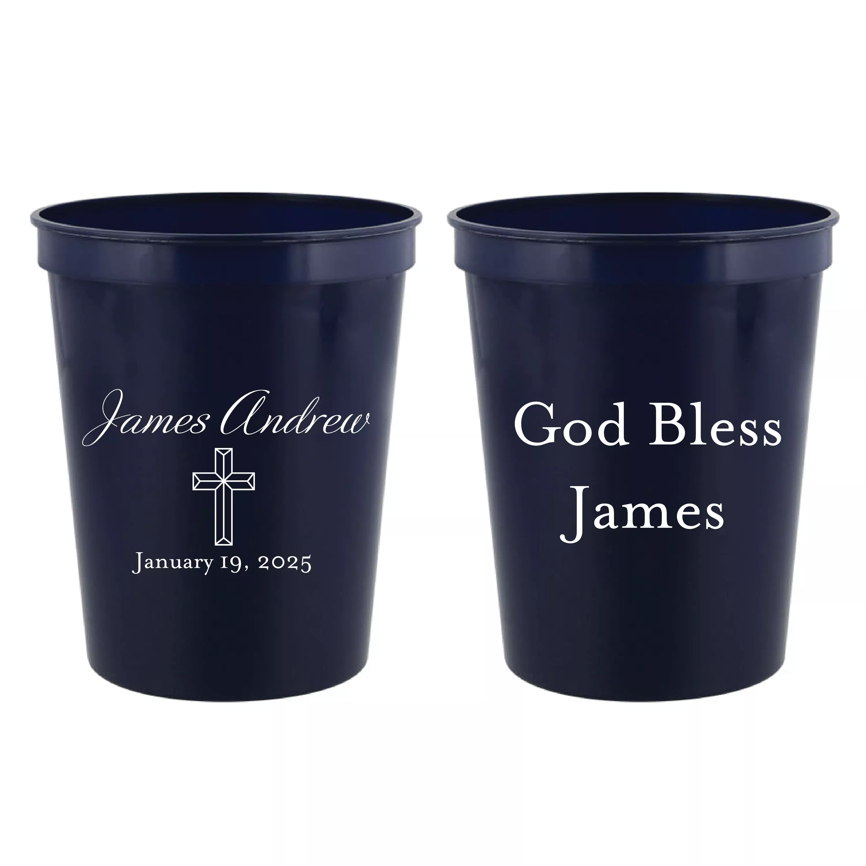God Bless Personalized Christening/Baptism Stadium Cups