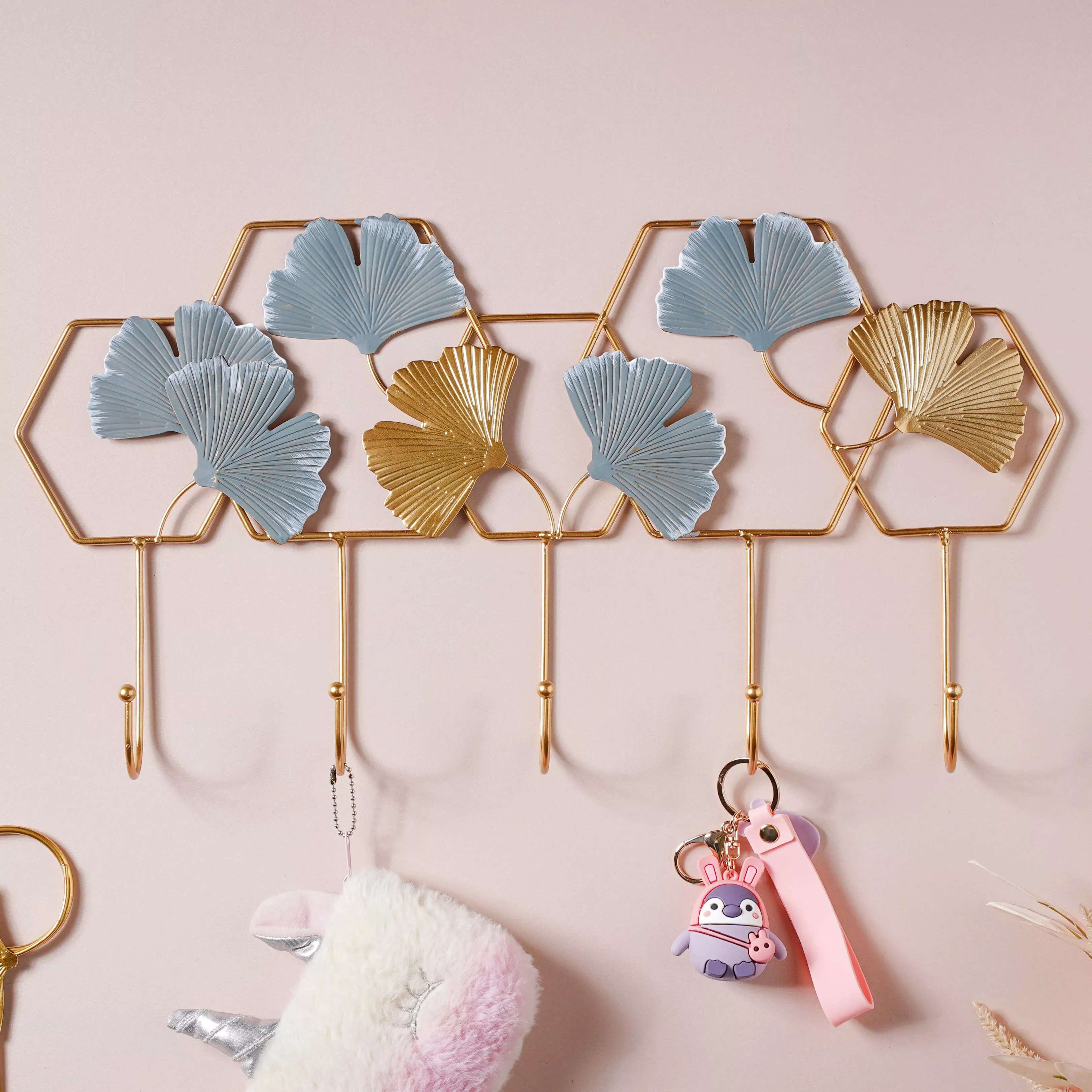 Gold and Blue Wall Mount Hanger