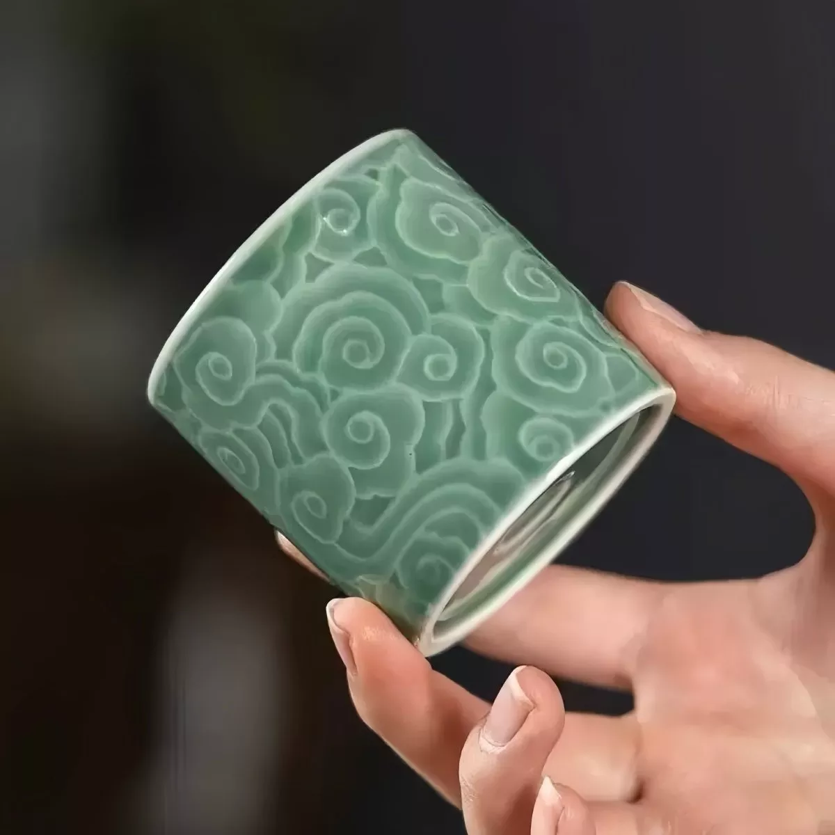 Green Glazed Porcelain Daily Teacup