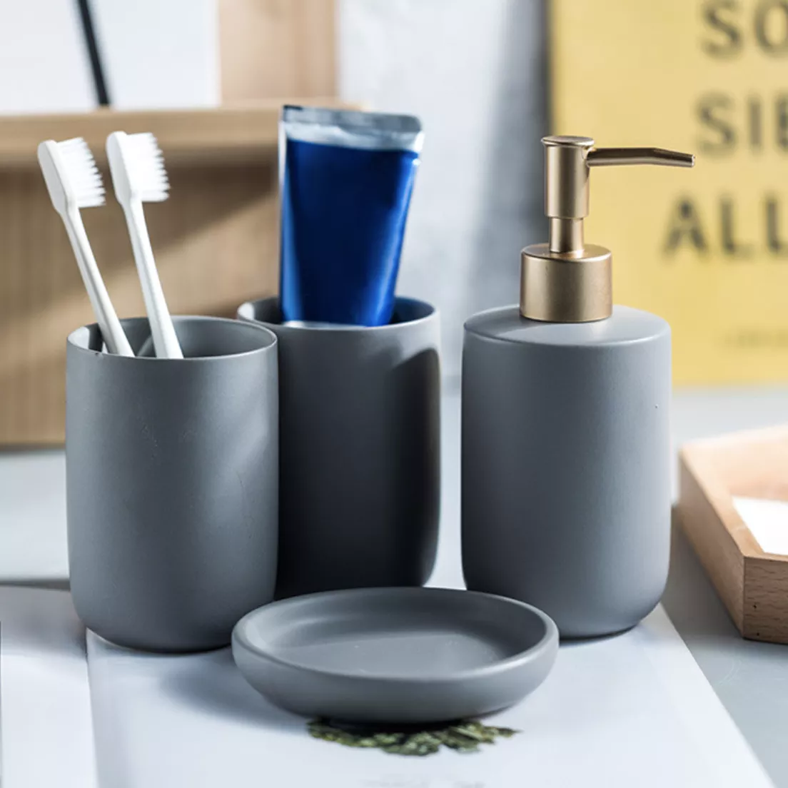 Grey Bath Set